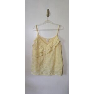 H&M Eyelet Embroidered Spaghetti Strap Tank Top Y2K Beach Party Vacation Ruffles